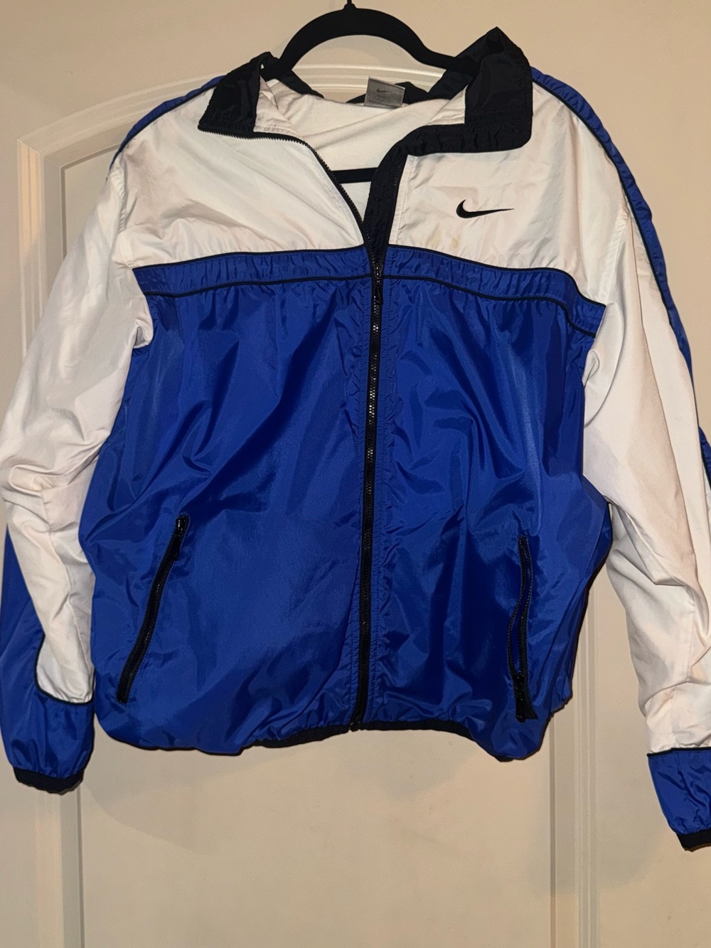 Nike Blue and White Windbreaker Jacket